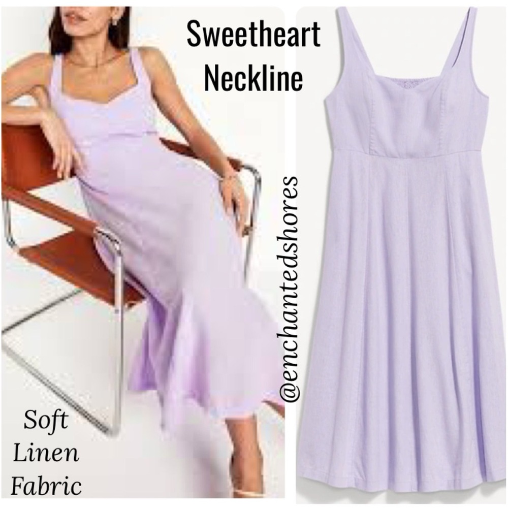 Sweetheart Linen Dress Sleeveless Romantic Summer Cottage Lavender Size Medium